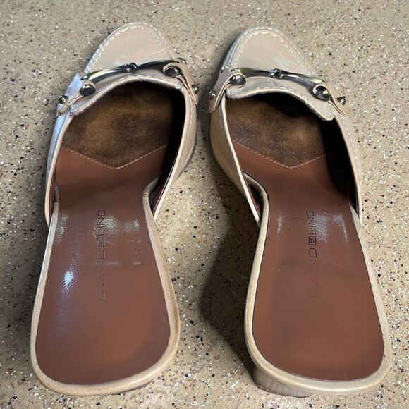 Bandolino Brass Horse Bit Accent Tan Leather Heeled Mules sz 6 - Picture 10 of 16